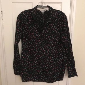 Black Floral Button Down